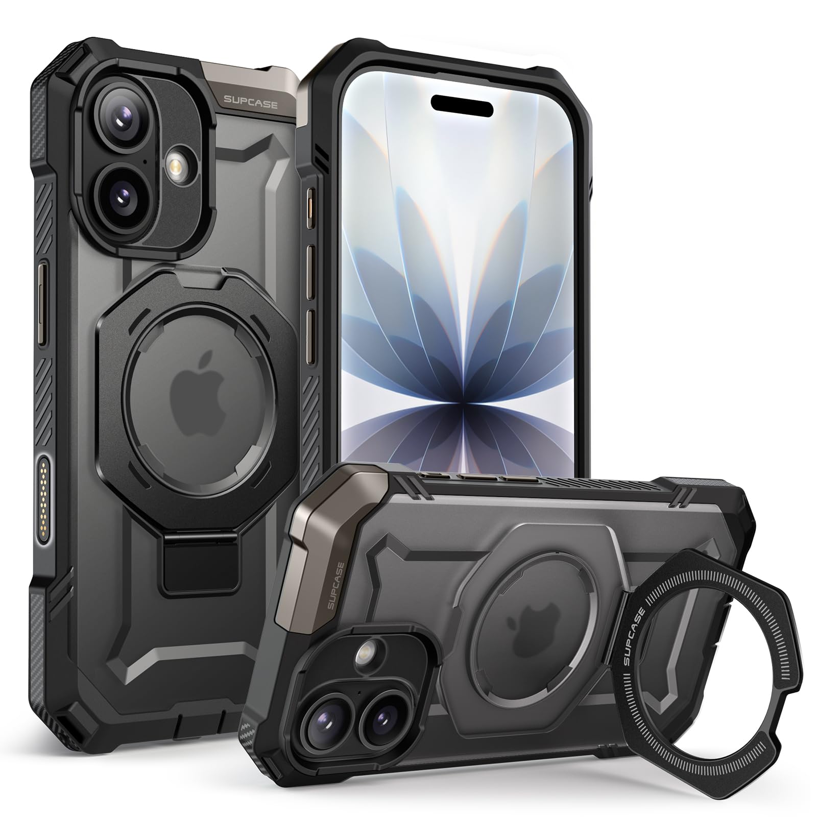 Funda SUPCASE Para IPhone 17 Pro Con Botón De Cámara Integrado - Protección Militar, Soporte Plegable Y Clip De Cinturón (negro)