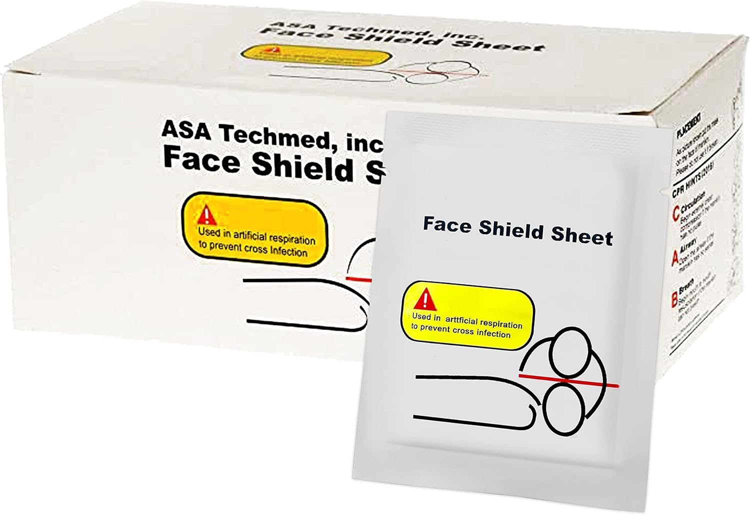 ASA TECHMED First Aid CPR Face Shield Fits Adults, Children and Infants - 50 Pack