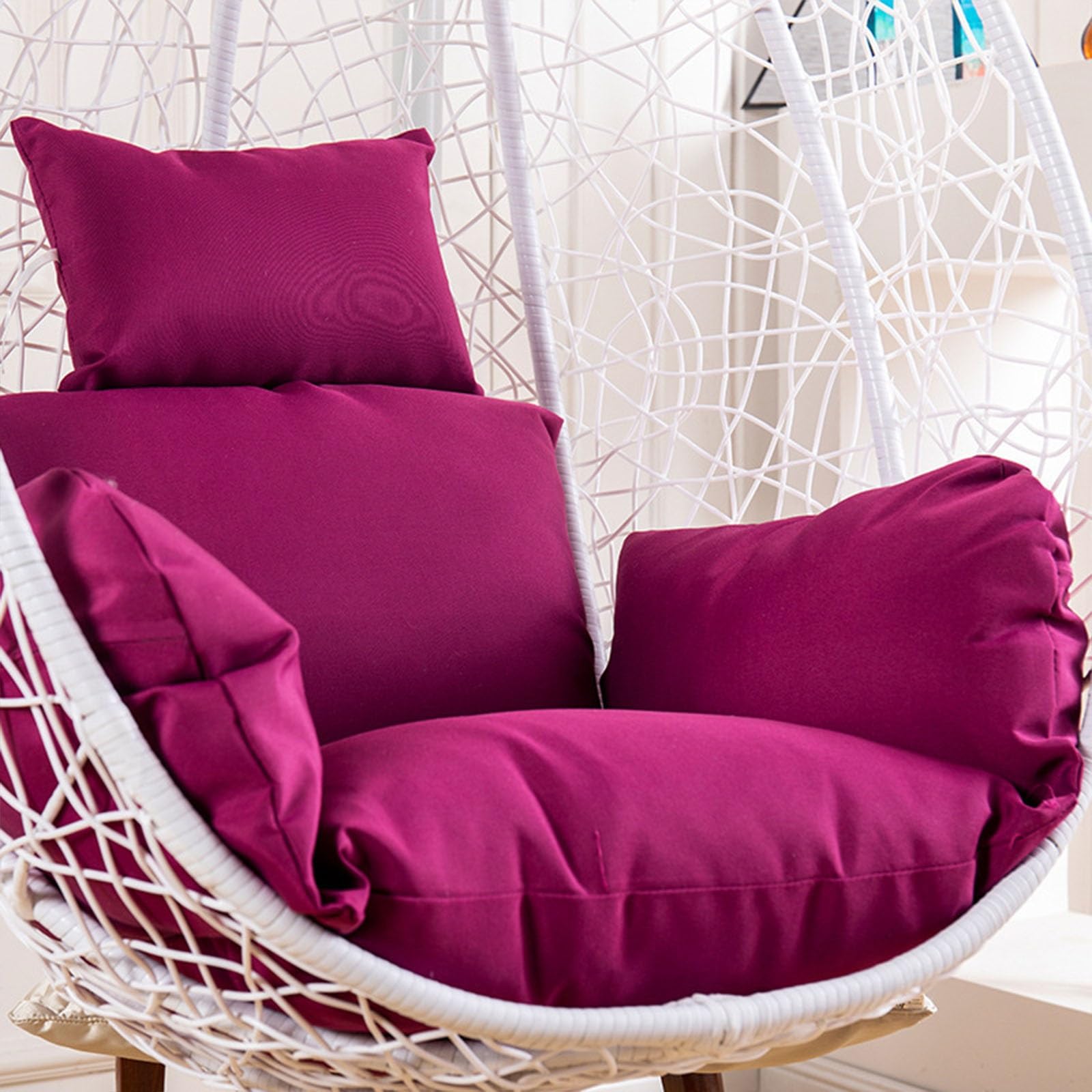 Aosrioylt Purple Hanging Egg Chair Cushion Cover, Waterproof Outdoor Single Seat Swing Egg Chair Cushion Cover With Zipper, Replacement Cover For Swing Chair Cushion(Purple)