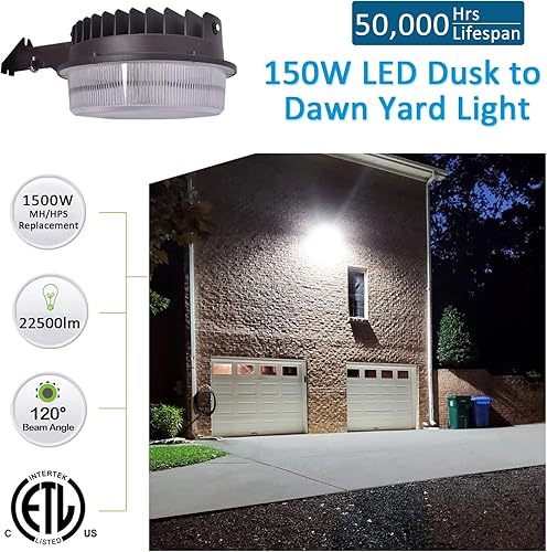 Miniatura 9 de Luz LED de granero de 100 W, SZGMJIA 15.000 lm de luz de patio del atardecer al amanecer con fotocélula, luz LED CREE de 5000 K, reemplazo de 600 W