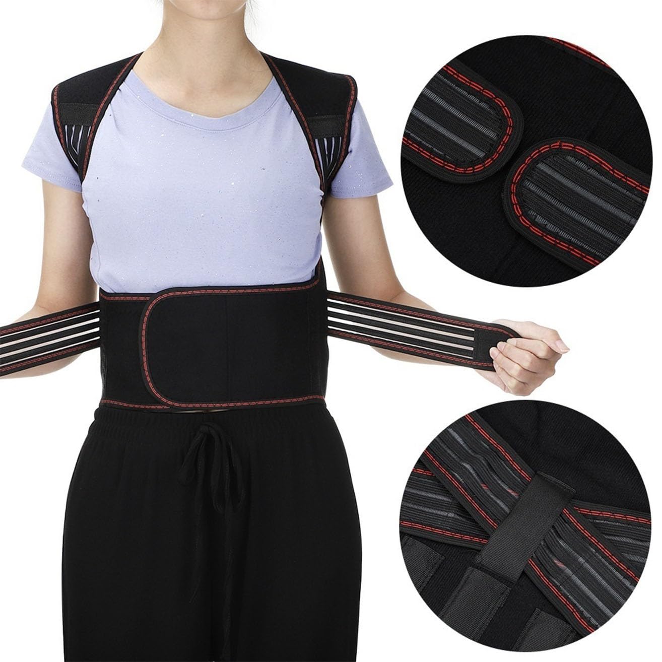 Faja Lumbar Autocalentable para Personas Mayores, Fisioterapia, 108 Imanes, Cinturón De Soporte Lumbar Completo, Alivio del Dolor para Hombres Y Mujeres De Mediana Edad.,Black-L/Large