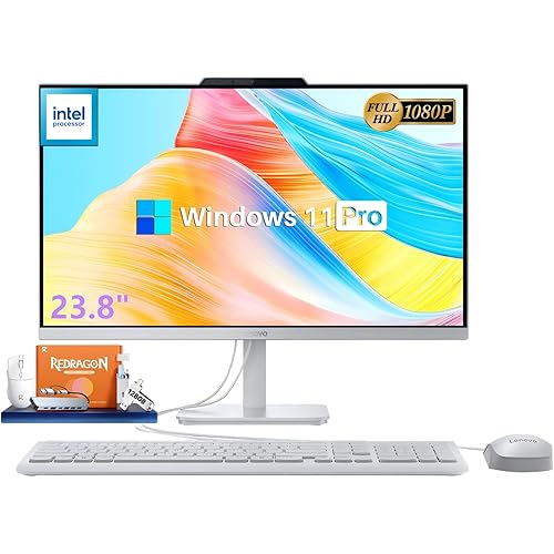 Lenovo A100 23.8" FHD All-in-One Desktop Computer, Intel N100 Processor, 16 GB RAM, 512 GB SSD, Windows 11 Pro, Wi-Fi 6, Bluetooth, Integrated Webcam, HDMI, Wired Keyboard & Mouse, Business AIO PC