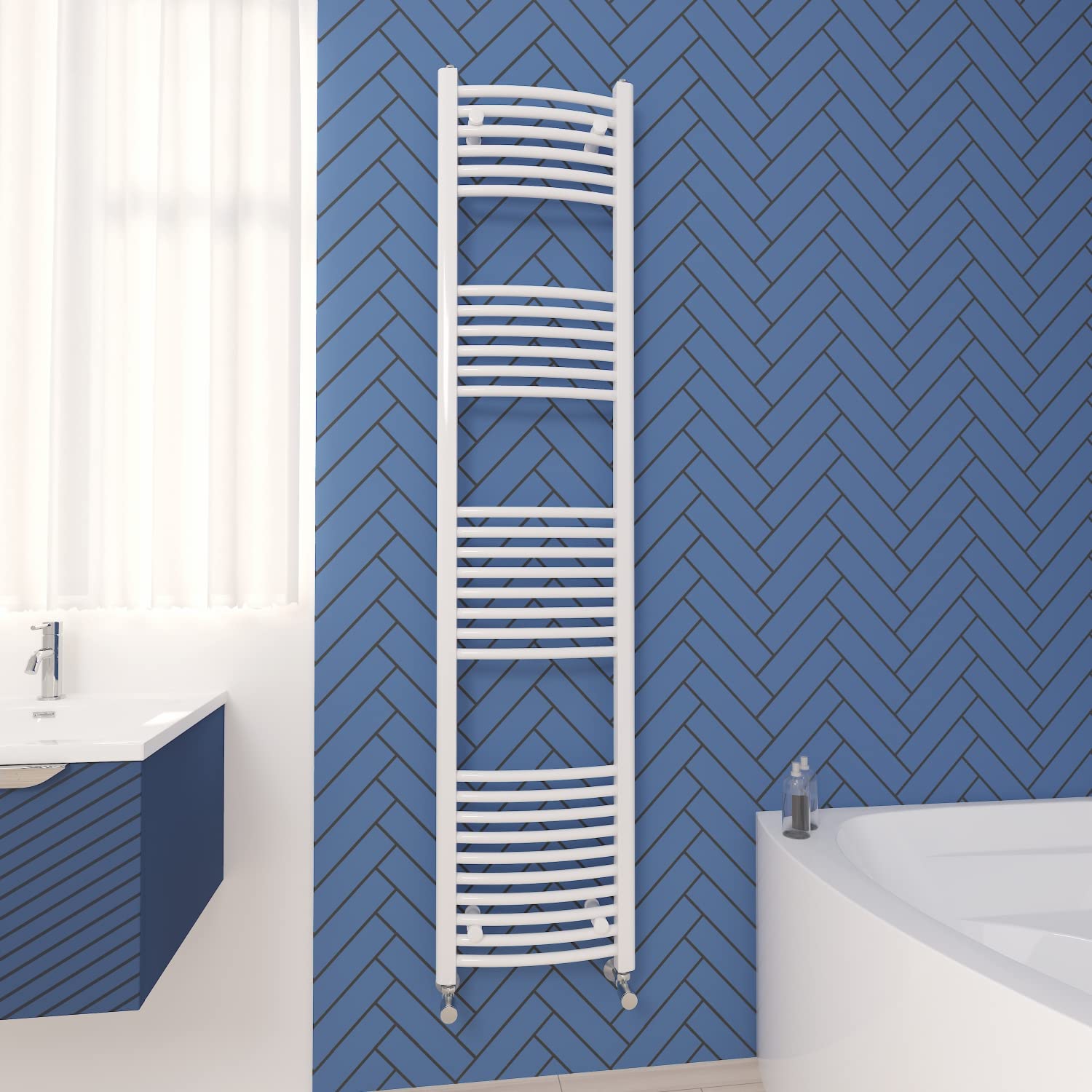 NRG Curved Central Heating Towel Rail Bathroom Radiator White 1800×400mm
