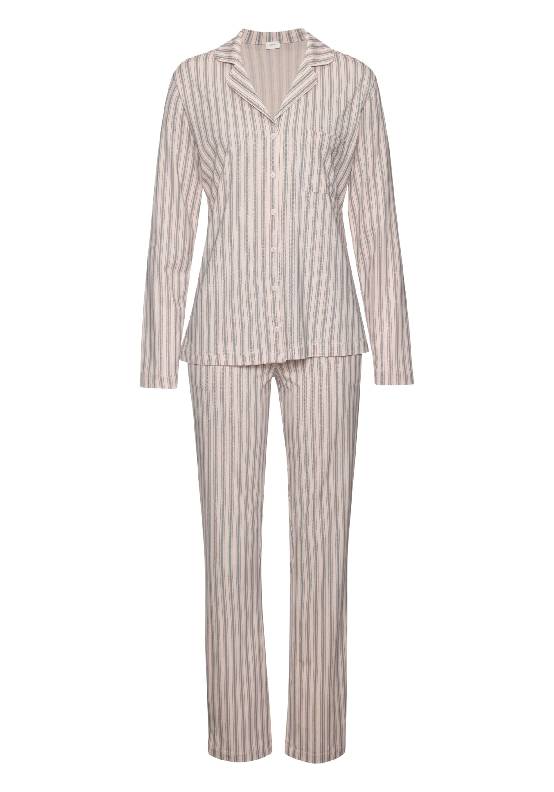 Pyjama S.OLIVER Damen Pyjama Rosa gestreift