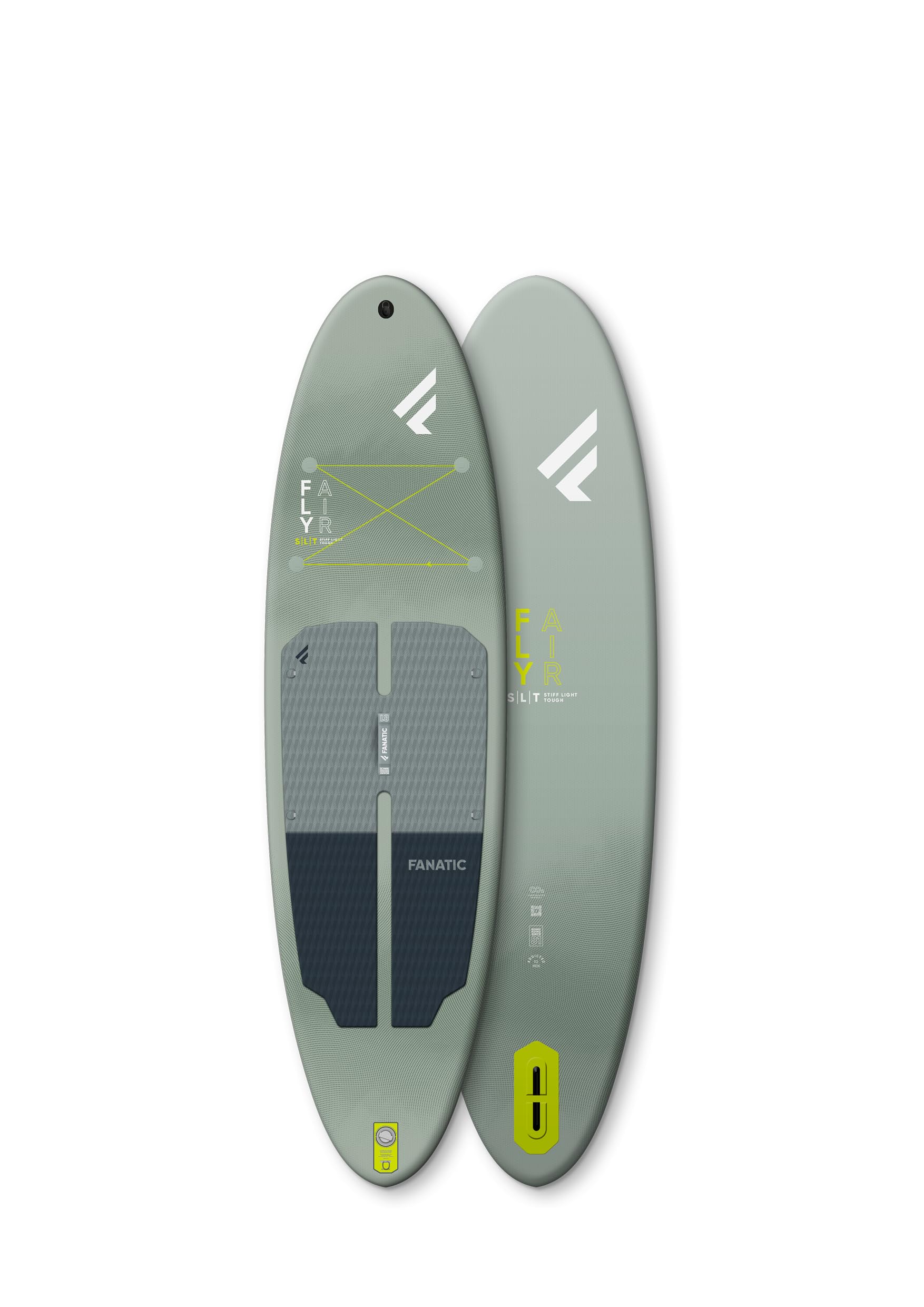 FANATIC Fly Air SLT 10,8 SUP 2025 Grey/Green INKL. Pure Adjustable 3-Piece Paddel