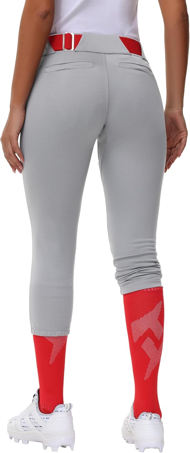 Women’s Adult Utility Tweeners Softball Pants – Woman Low Rise 3/4 Tapered Leg Track Pants Dual-Layer Knee Youth Girls