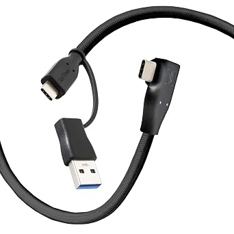 SideTrak USB-C إلى كابل USB-C ومحول USB-A | سلك نايلون مضفر متين ومرن وخالي من التشابك | 1.5 قدم | أسود