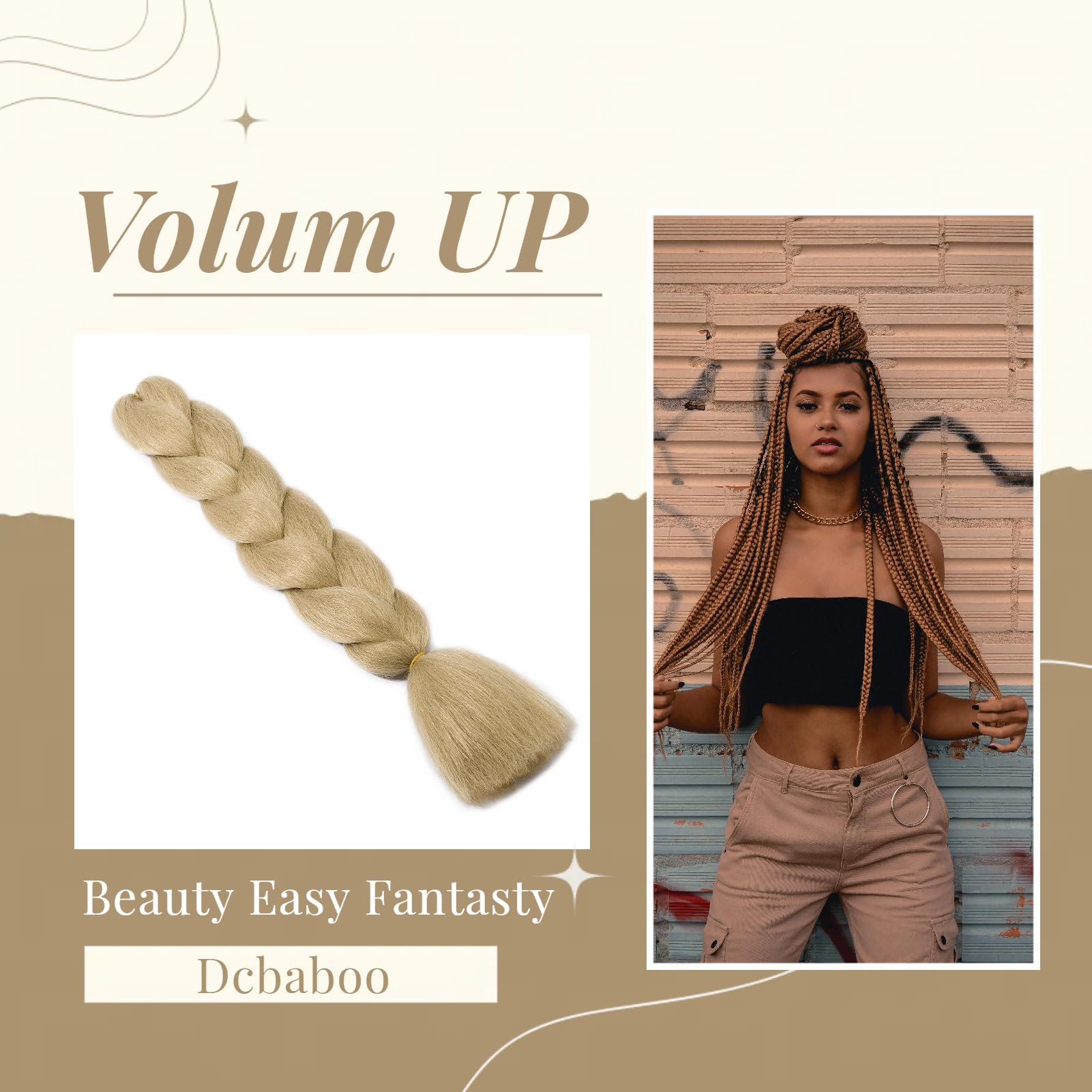 Dcbaboo Blonde Hair Extensions for Braiding Jumbo Braiding Hair Extension 1pack 24inch Synthetic Hair Kanekalon Ombre Braids Extensions Hair Afro Crochet Twist Box Braids 100g - Image 3