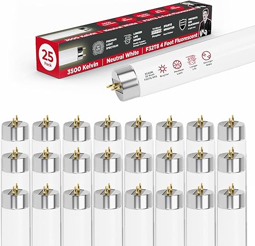 GoodBulb F32T8835ECO 32W 48 pulgadas T8 Bombilla fluorescente T8, 3500K blanco suave base bi-pin media, 3050 lúmenes 86 CRI 24000 horas de vida,