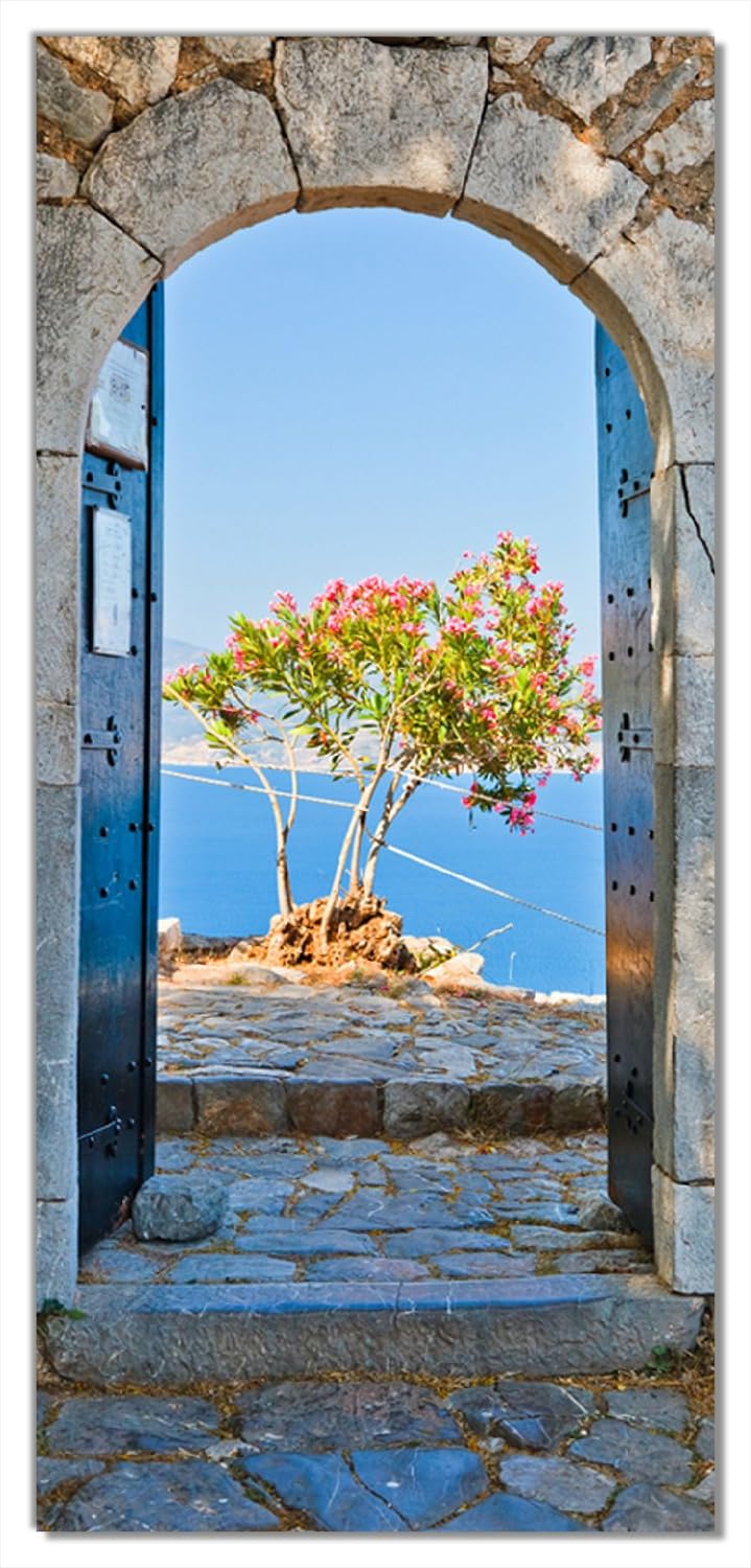 Wallario Selbstklebende Türtapete Torbogen Toskana - Türposter 100 x 220 cm Abwischbar, rückstandsfrei zu entfernen