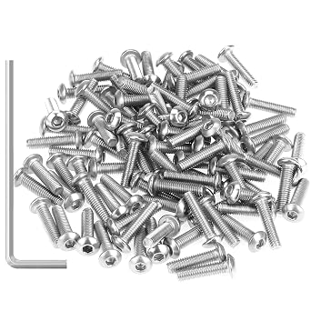 105 Pieces M3 x 12mm Button Head Socket Cap Screws, Thread Pitch 0.5mm, Sutemribor M3 Screws, 304 Stainless Steel, Fully Threaded, Silver