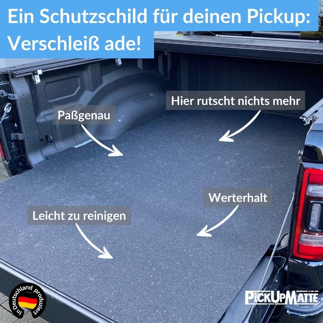 PICKUPMATTE – Antirutschmatte für Ford Ranger 2023+ (New Generation) – 6 mm extrem rutschfest – passgenauer Ladeflächenschutz – sicherer Halt im – 6 mm – passgenauer Ladeflächenschutz