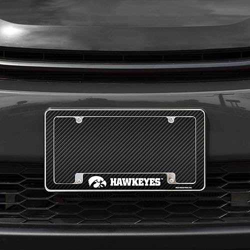 Miniatura 92 de Rico Industries NCAA Carbon Fiber 12" x 6" Chrome All Over Automotive License Plate Frame for Car/Truck/SUV