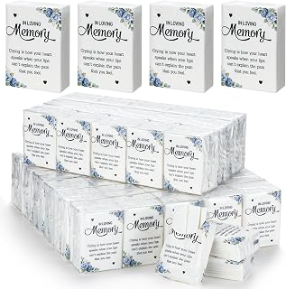 Jetec 100 Pack Funeral Tissues Packs for Guests Memorial Pocket Tissue Mini Individual Travel Tissues Size Love One Passed Funeral Favors Celebration of Life Decoration, 3 Ply, 8 Sheets(Flower)