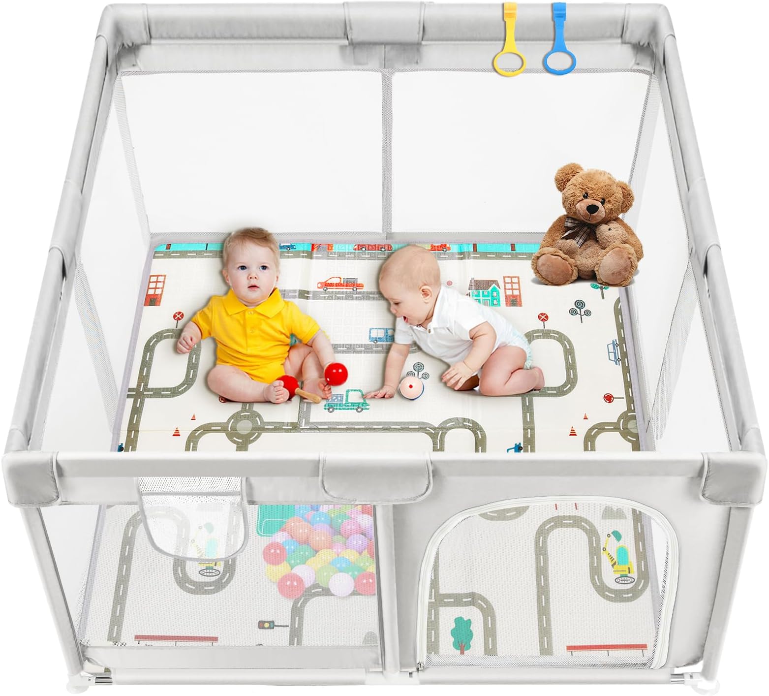 Momax Baby Playpen with Mat 47"x47" Play Pen for Babies