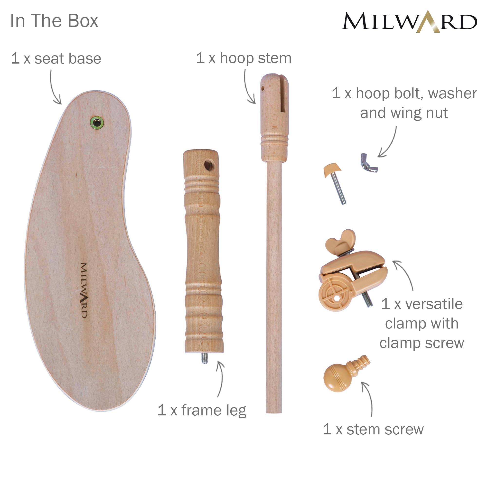 Cadre De Siège Réglable Pour Broderie Milward - Avec Cerceau 20 Cm, En Hêtre, Travail Mains Libres, Idéal Point De Croix