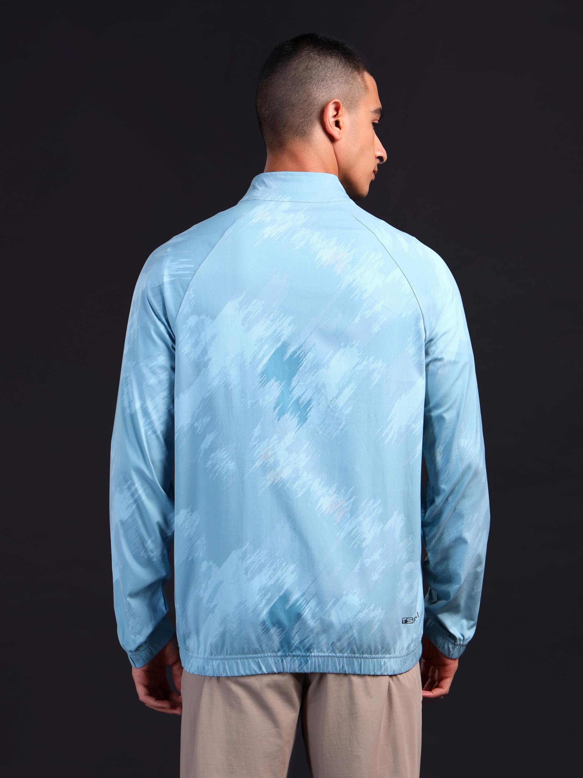 TECHNOSPORT Men's Slim Fit Printed Regular Jacket With SPF50+, Quick Dry for Regular Use - (PM92BWS_Blue Waves_M) - Image 2 thumbnail