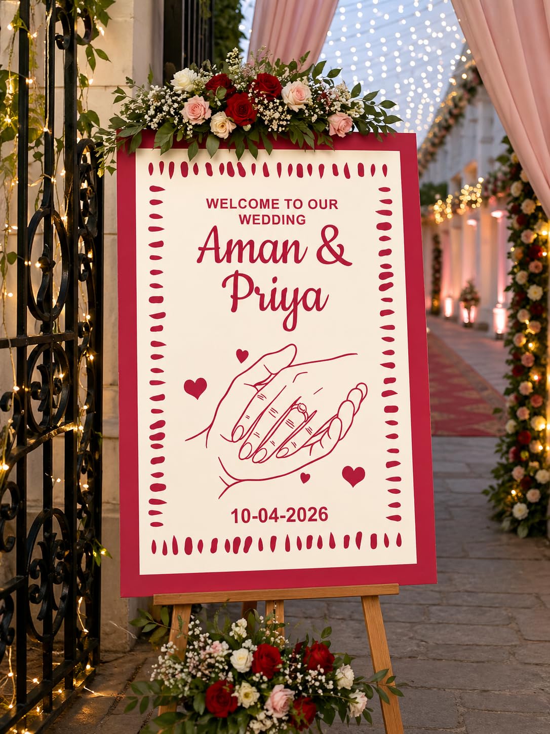 Custom Wedding Welcome Board | Personalized Name & Date Sign