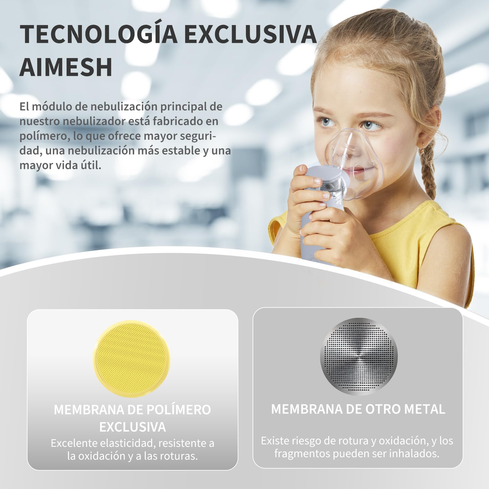 FEELLIFE Nebulizador Portatil Silencioso Tecnología de nebulización inteligente, Nebulizador Bebé y Adulto Tasa de Atomización Ajustable（5 Modos) para Tratamiento de Tosa, Enfermedades Respiratorias