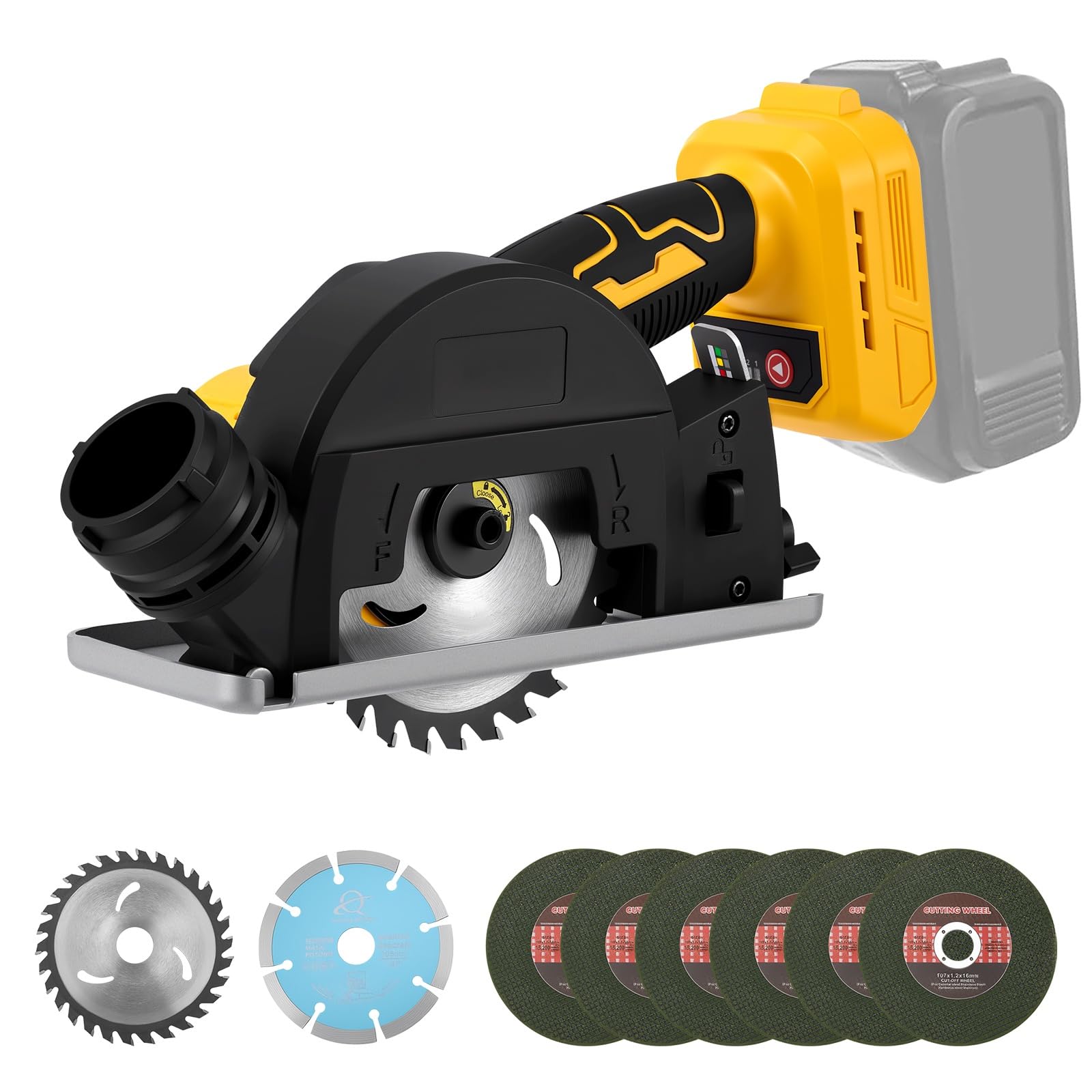 Mini sega circolare senza fili compatibile con batteria Dewalt da 20 V, seghe elettriche da 12000 giri/min con motore brushless, piccola sega circolare da 10,2 cm, profondità di taglio 20 mm, per