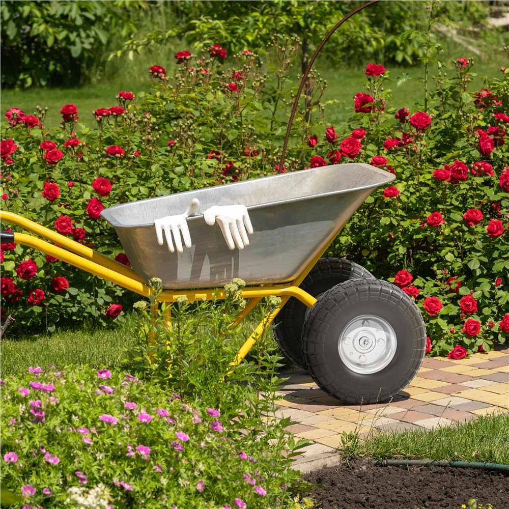 Yaheetech 4 Ruote Pneumatici per Carrellino Carrello Carriola Carretto Rimborchio da Giardino Antiforatura Antipanne in Gomma Piena Ricambio Ruote Dia. 255 mm Nero