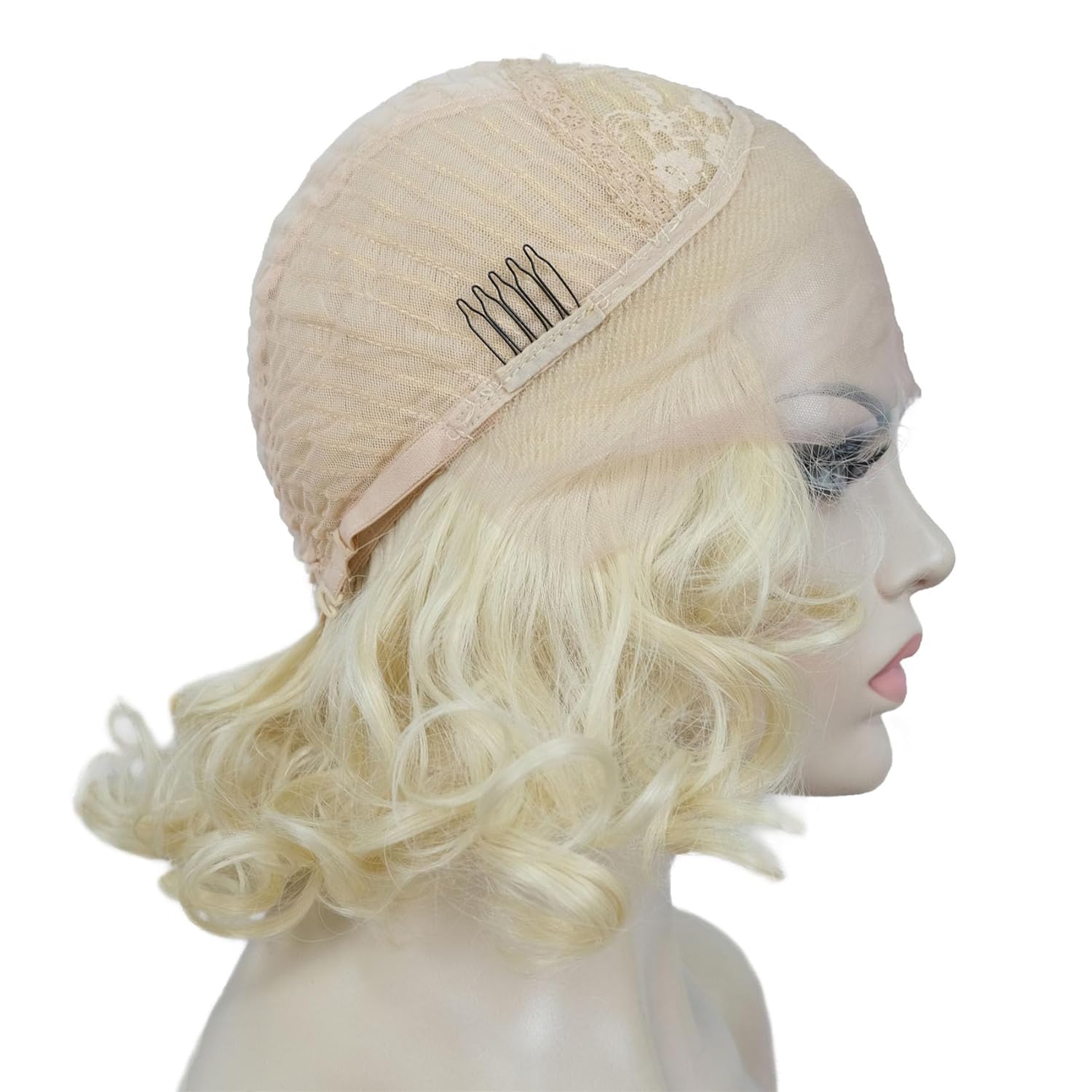 Aimole Short Curly Lace Front Wigs Blonde Women Wig Synthetic Hair Cosplay Costume Halloween Party Daily Everyday Wear Wig Heat Resistant (613 Blonde) - Image 6