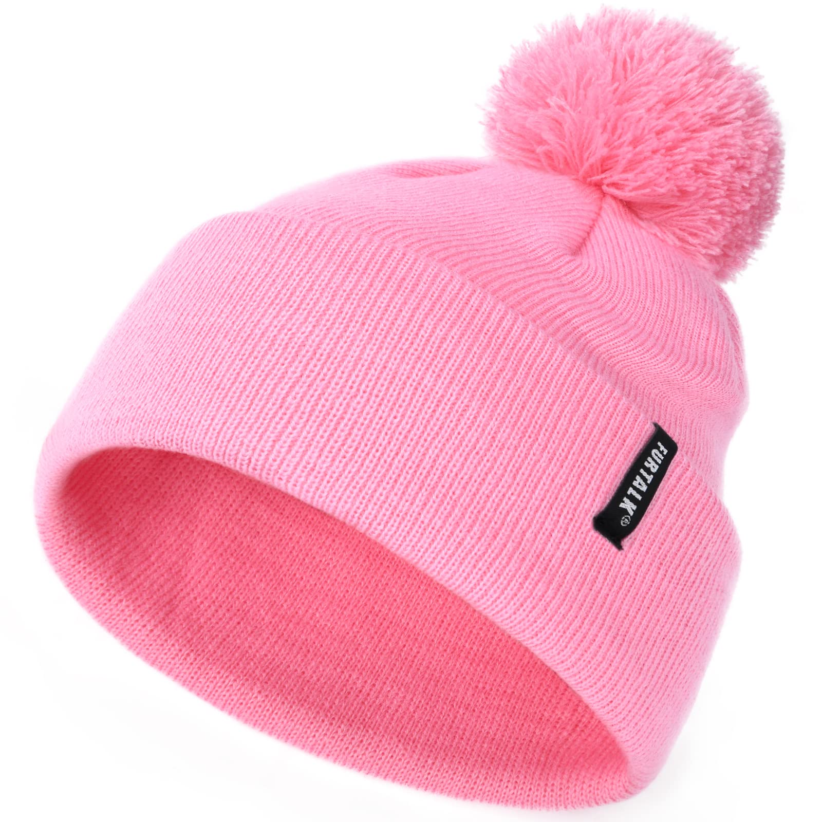 FURTALK Toddler Winter Hat Baby Boys Girls Pom Pom Beanie Hat Double Layer Kids Knit Winter Pom Hats