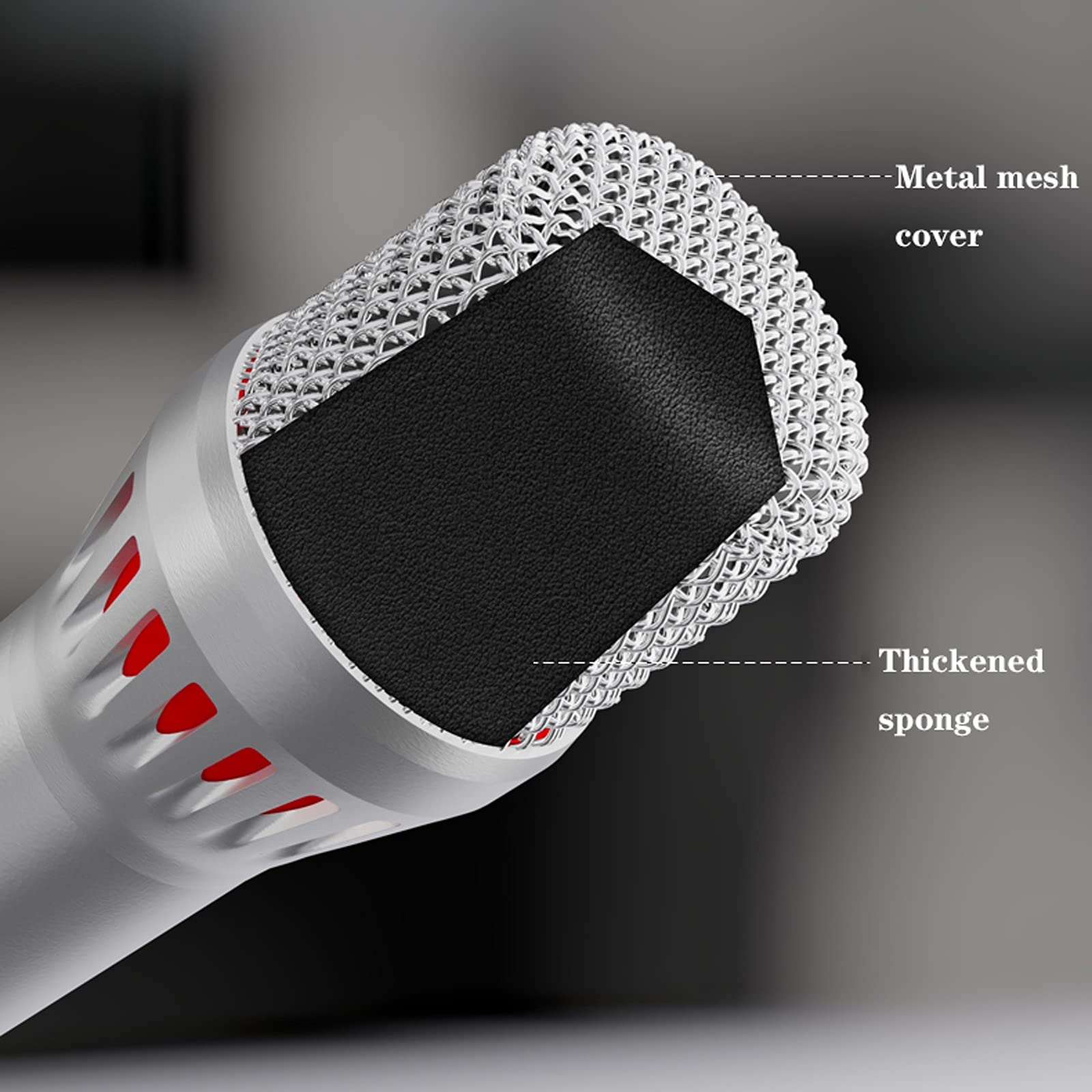 Profesjonalny dynamiczny mikrofon wokalny Cardioid Point Pickup metalowy ręczny mikrofon do karaoke mikrofon przewodowy z kablem XLR do 6,5 mm / 3,5 mm, srebrny zestaw mikrofonów