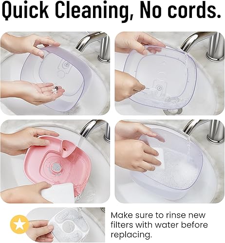 Miniatura 8 de Veken Fuente de agua para gatos con tanque desmontable, fácil de limpiar y montar, dispensador automático de bebidas para mascotas de 84 oz2.5 L con