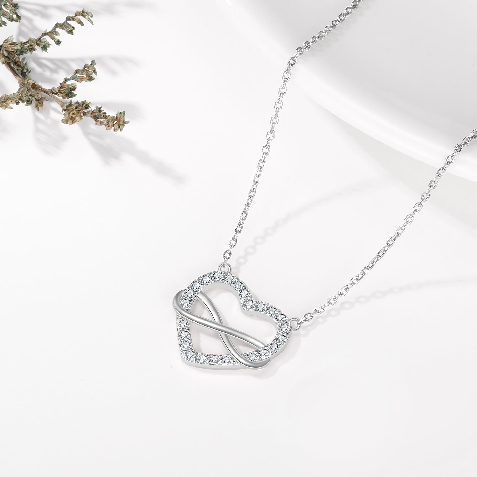 Jrêveinfini Infinito Cuore Collana Donna Bambina Argento 925 con Portagioie Regalo, Idee Regalo Compleanno Donna Bambina, Regolabile 40 + 5 cm