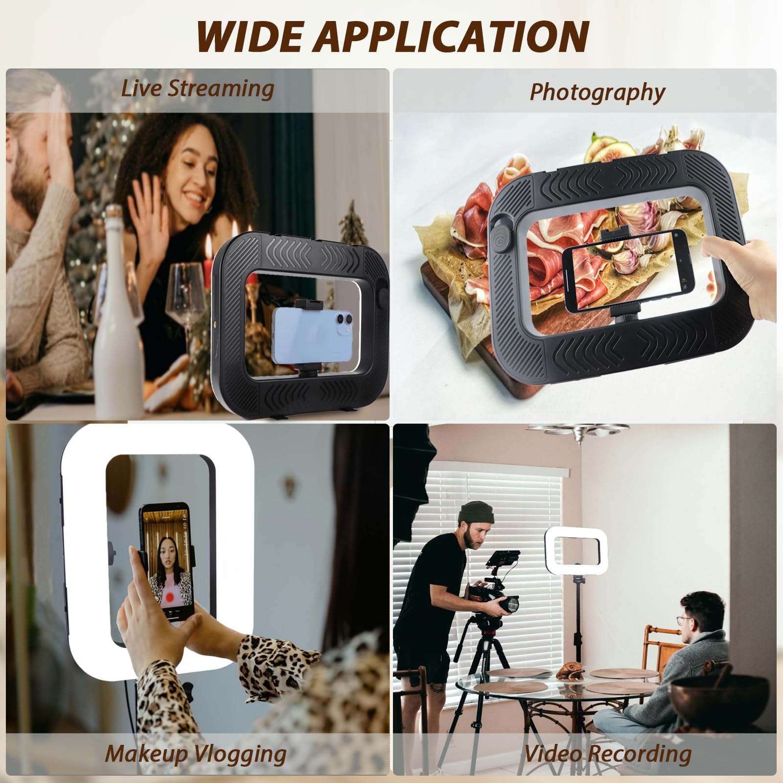 Equipo de video para smartphone con luz, kit de luz selfie de anillo de mano, estabilizador de video móvil LED con batería integrada de 8000 mAh para cámara, smartphone, YouTube, grabación de video