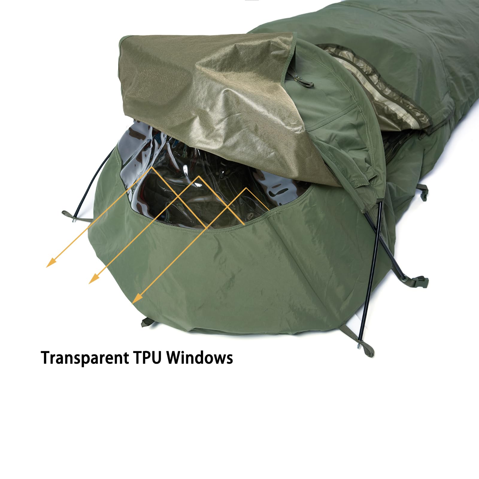 MT Militärisches Versteck Bivy Cover Stealth Kompaktes einpoliges Zelt für modulare Schlafsäcke mit Moskito-Insektennetz, wasserdicht, atmungsaktiv, Außenhülle, minimalistischer Unterschlupf