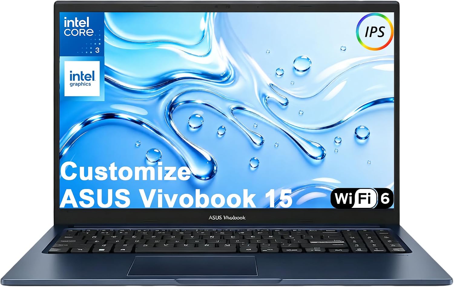 Delca ASUS Vivobook 15 AI Business Laptop | 15.6" FHD IPS Anti-Glare| Intel 6-core Core 3 100U | 8GB/16GB/24GB/40GB DDR5 128GB/256GB/512GB/1TB/2TB SSD | Camera Fast Charge Customized Laptop Win 11