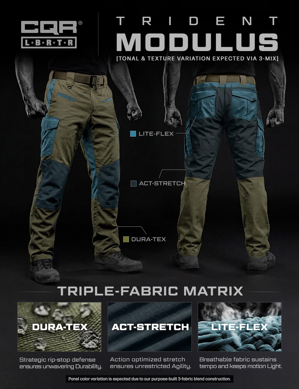CQR Men's Flex Ripstop Tactical Pants, Water Resistant Stretch Cargo Pants, Lightweight EDC Hiking Work Pants — view 6