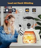 Vista 2 de Hervidor de té, hervidor de té silbante de acero inoxidable de 2 cuartos de galón, tetera silbante para estufa con mango plegable ergonómico, tetera