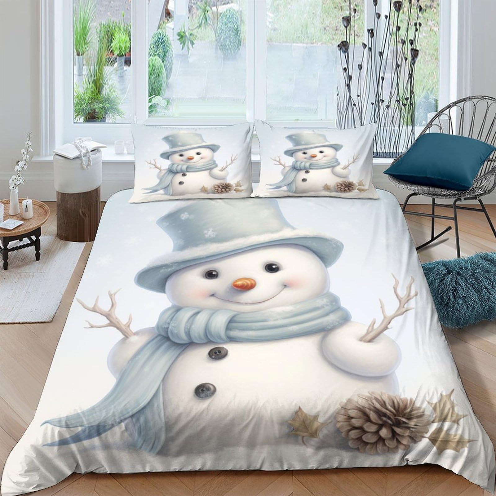 Parure de lit bonhomme de neige 220x240 pour réchauffer l'ambiance de votre chambre en hiver