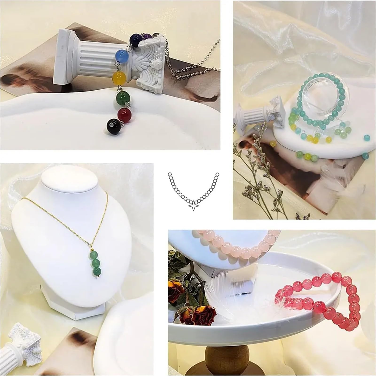Milchglas-Rocailles, 2 Schachteln, 48 Fächer, Glasperlen für Schmuckherstellung, 24 Farben, 8 mm, Kristall-Armband-Set, runde Suita