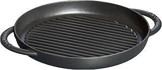 STAUB Żeliwna patelnia do grilla, 25 cm, czarna matowa