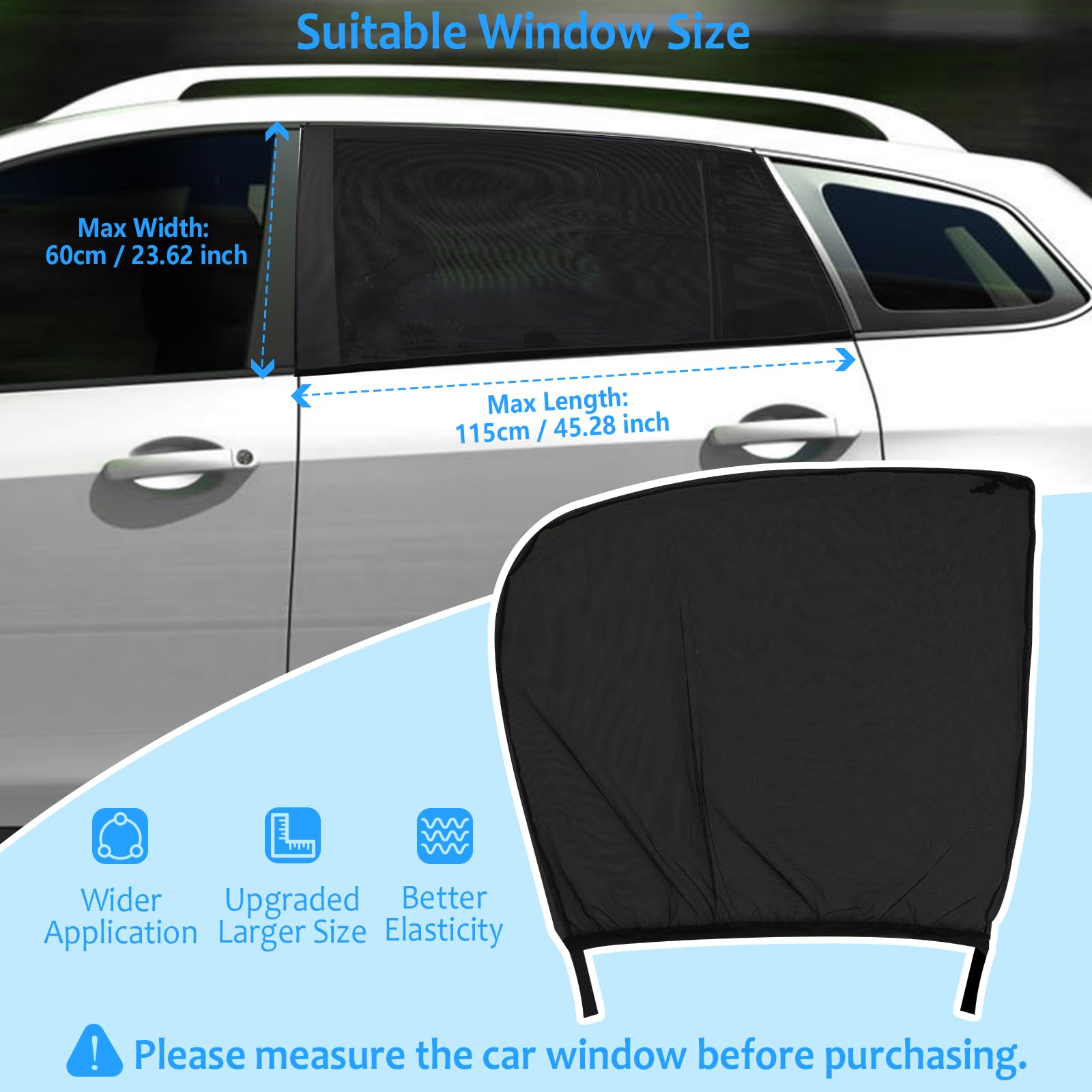 Snapklik.com : Car Window Shades 2 Pack, Car Sun Shade Breathable Mesh ...