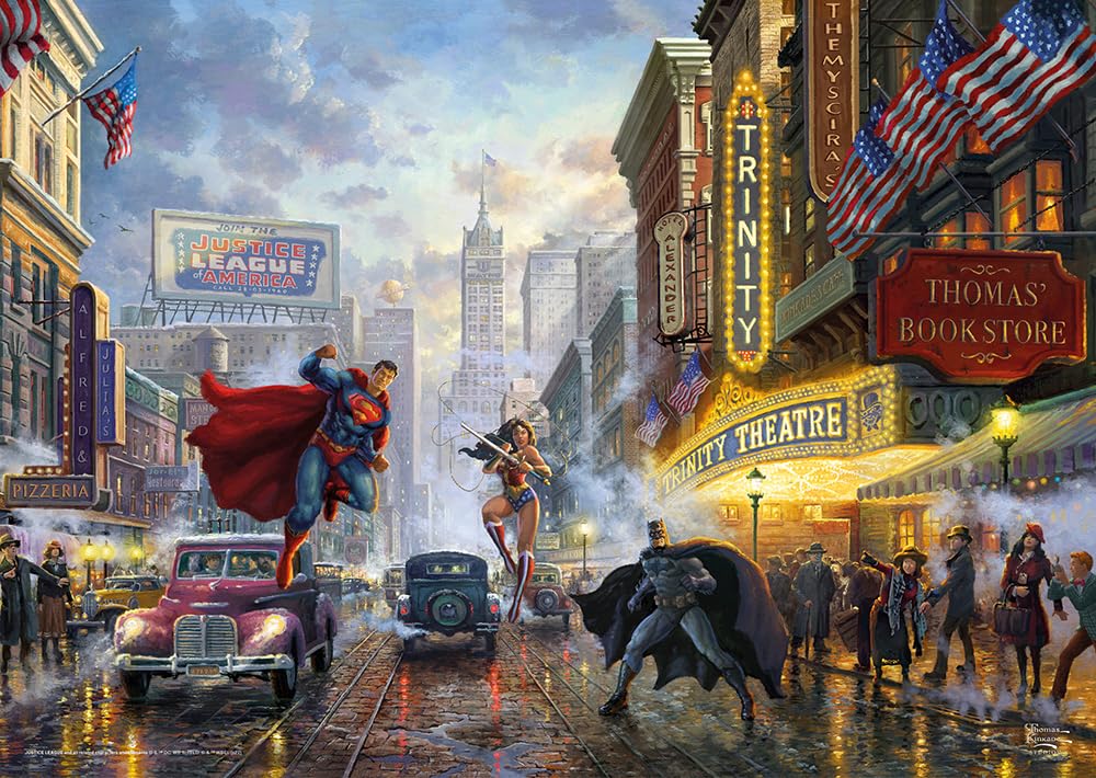 Schmidt | Thomas Kinkade: Batman, Superman and Wonder Woman - 1,000 -Piece | Jigsaw Puzzle | Ages 12+ |, 6ft