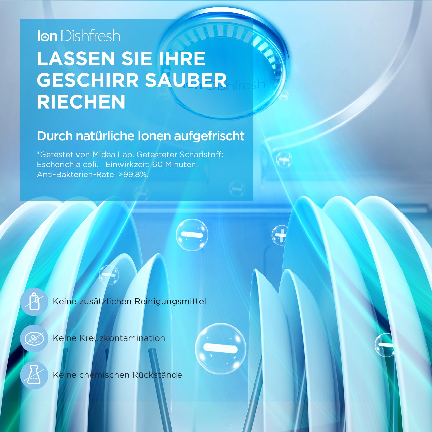 Midea Geschirrspüler Freistehend 45 cm 10 Maßgedecke MDWEF1034DSS-WE Aqua-Stopp Silber Energieklasse C