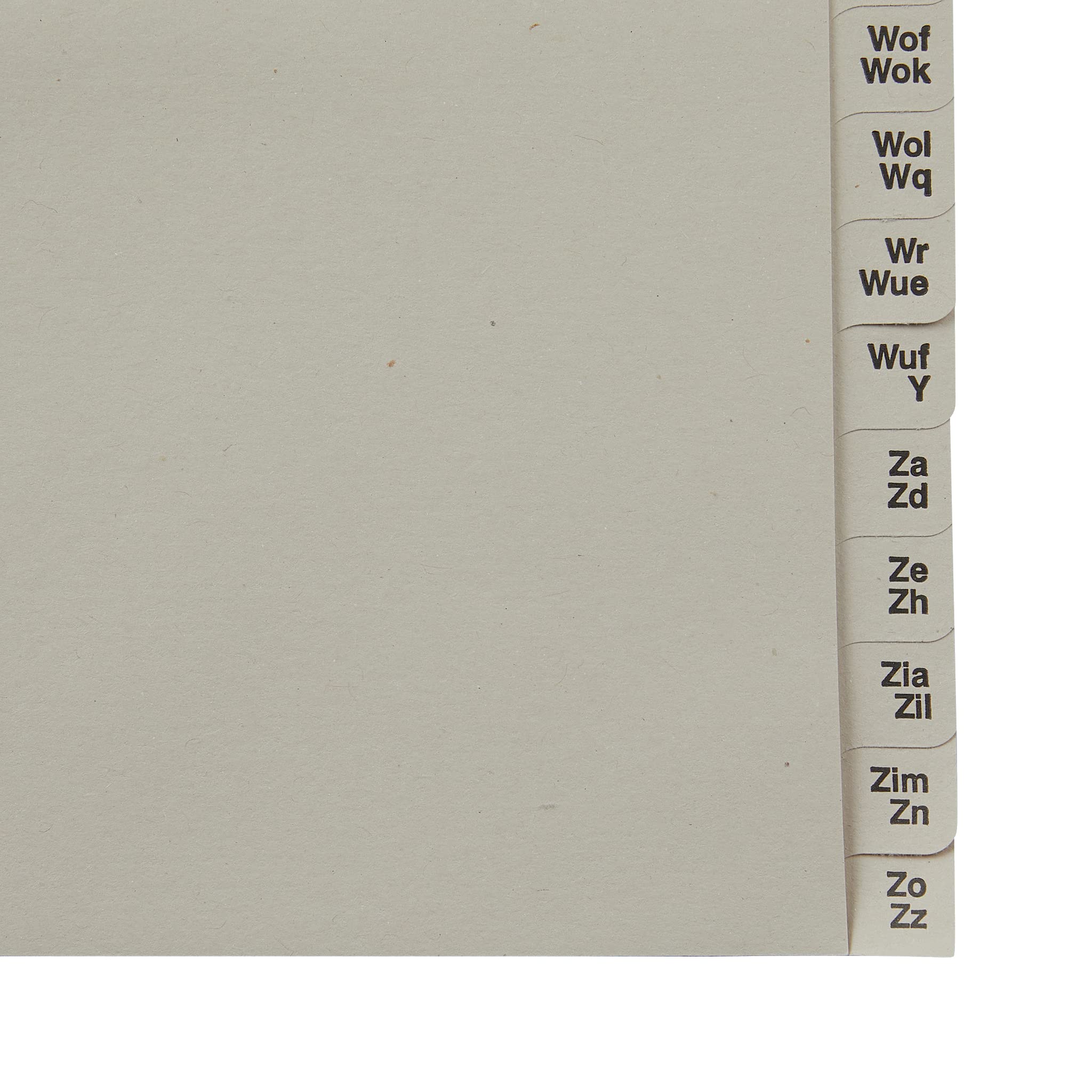 Leitz Índices A-Z para Archivadores de 24 Hojas, Media Altura, Extra Ancho, 100 % Papel Reciclado, Etiqueta Ángel Azul, Gris, 13240085