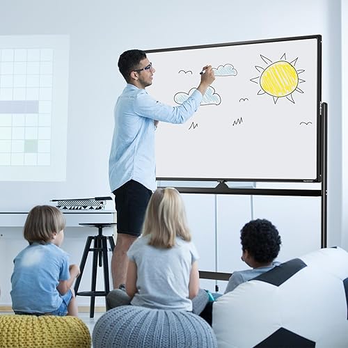 Miniatura 9 de Pizarra Blanca Magnética Grande de Borrado en Seco con Rodillos - 48 x 32 Pulgadas Pizarra de Borrado en Seco con Soporte de Altura Ajustable