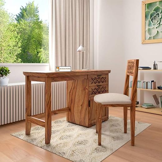 KENDALWOOD Solid Wood Office Desk - Teak Finish