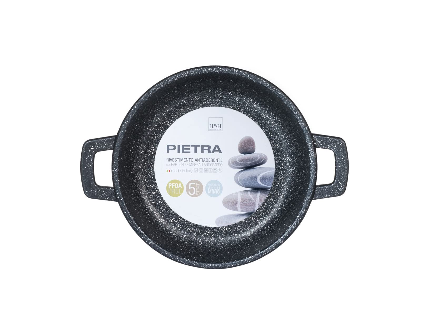 Tegame Antiaderente Home Stone 20 Cm - In Pietra, Colore Antracite, Con 2 Manici - Foto 10