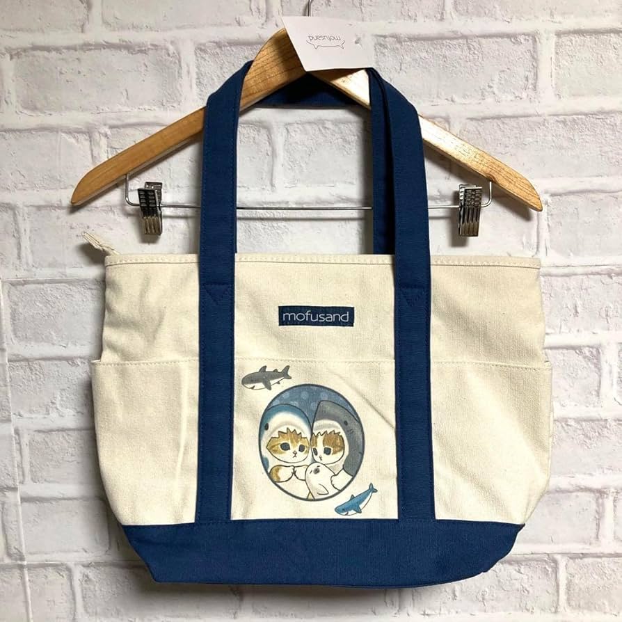 mofusand モフサンドトートバッグ mofusand トートバッグ カレッジ風さめにゃん グレー