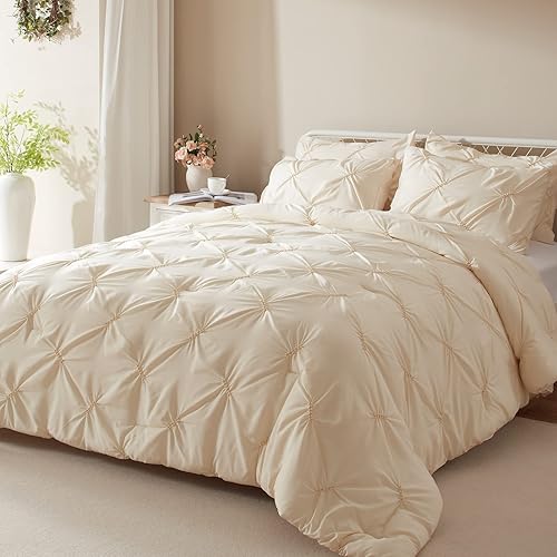 Miniatura 2 de Anluoer Queen Comforter Set -Pintuck Down Alternative Comforters with 2 Pillow Shams, Soft Queen Size Bedding Comforter Sets Lightweight All Season