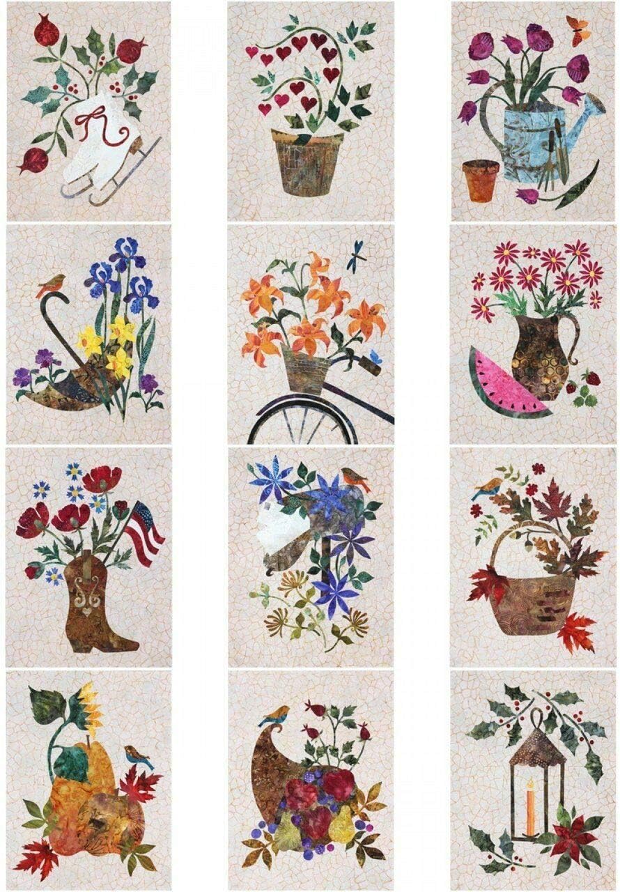 Seasonal Silhouettes Full Set Laser Cut Fusible Applique Kit with Fabric, Sewing