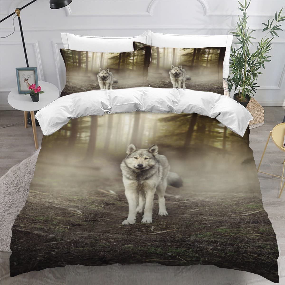 Housse de couette loup 200x200 fini la corvée du lit avec le zip