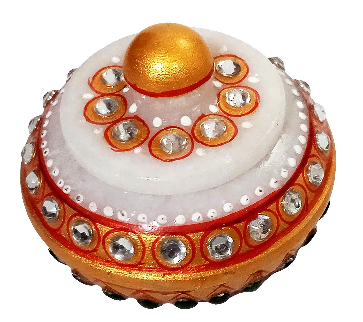 Purpledip Marble Decorative Box: Small Box For Sindoor/Kumkum, Prasadam, Or Rings, Small Jewelery Items, Use as Ring Proposal Box (12352) - Image 3 thumbnail
